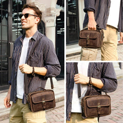 Crazy Horse Leather Men Shoulder Bags Casual Man Small Handbag for 7.9" ipad Crossbody Bag Portable phone bag Male Messenger Bag