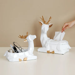 Deer Statue Craft Tissue Box for Table Tissue Paper Holder for Dining Table Paper Holder Animal Sculpture Home Décor Office