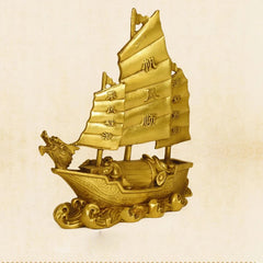 Decor for Fortune, Wealth and Prosperity - Decorative Gold Wealth Sailing Boat Décor for Office