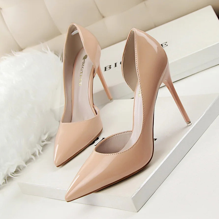 BIGTREE Shoes New Patent Leather Woman Pumps Pointed Stiletto Fashion Women Work Shoes