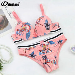 Bras Set  Push Up Underwear Sets Womens Embroidery Bralette Underwire Breathable Lady Lingerie