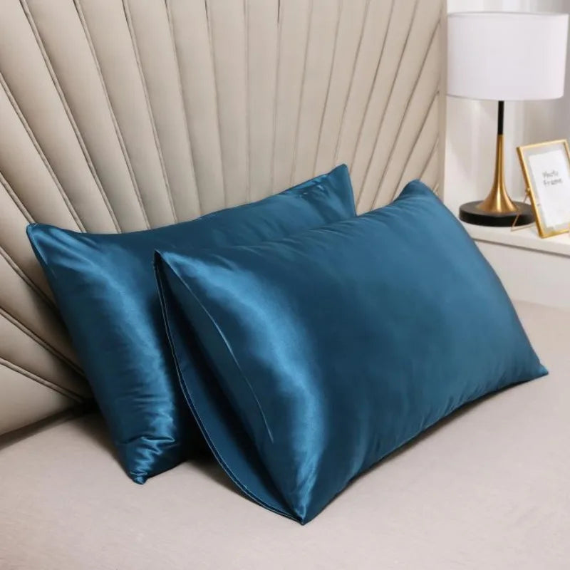 SISISILK-1PC Pure Emulation Silk Satin Pillowcase For Bed Summer Smooth Cool Sleeping Pillowcases