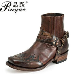 Winter Men's Boots Burning Flowers Embroidery Retro