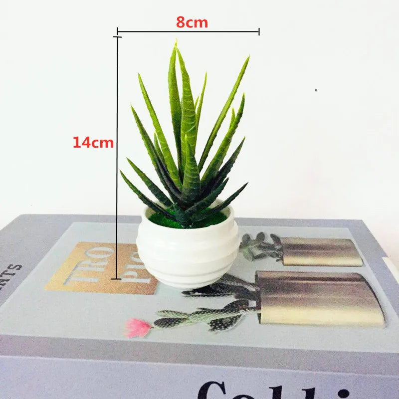 Mini Artificial Aloe Plants Bonsai Small Simulated Tree Pot Plants Fake Flowers Office Table Potted Ornaments Home Garden Decor