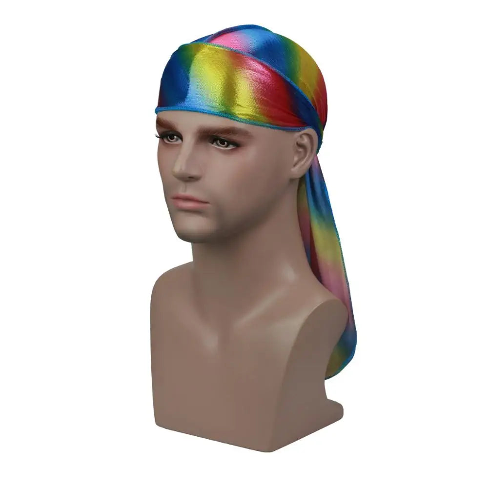 Fashion Men Colorful Durag Wave Caps Men's Sparkly Silky Durags