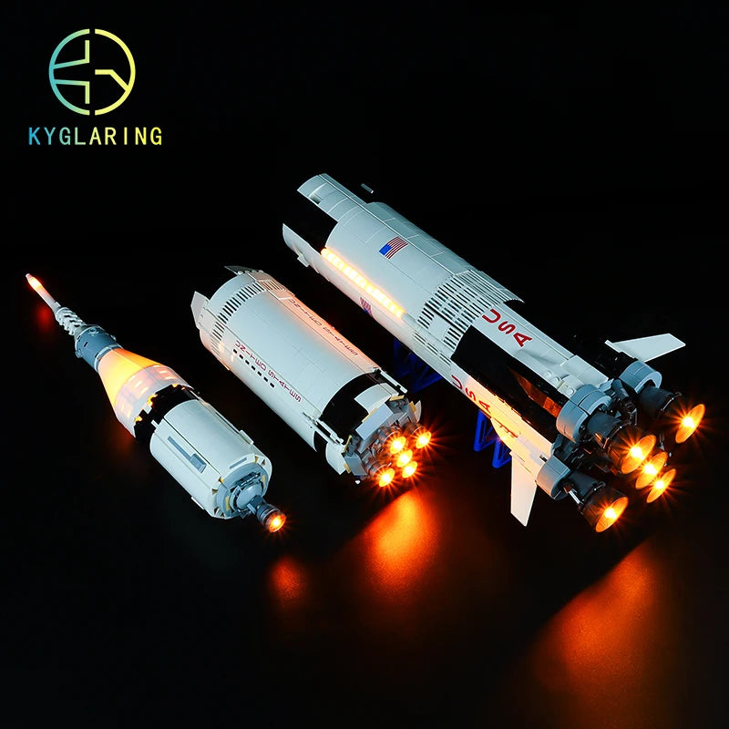 Kyglaring Led Lighting Set DIY Toys for Ideas 21309 Apollo Saturn V Building Blocks(Not Included Building Blocks)