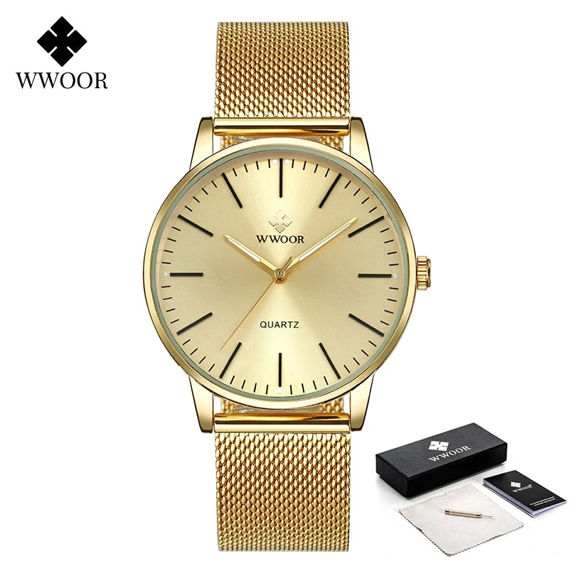 Men Gold Watches  Luxury Brand Men Fashion Quartz Golden Clock Male Simple Sports Waterproof Wrist Watch