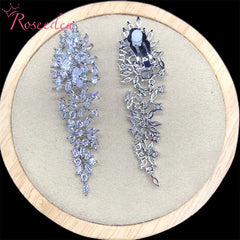 Fashion Charm AAA Cubic Zircon Leave Pendant Earrings For Women