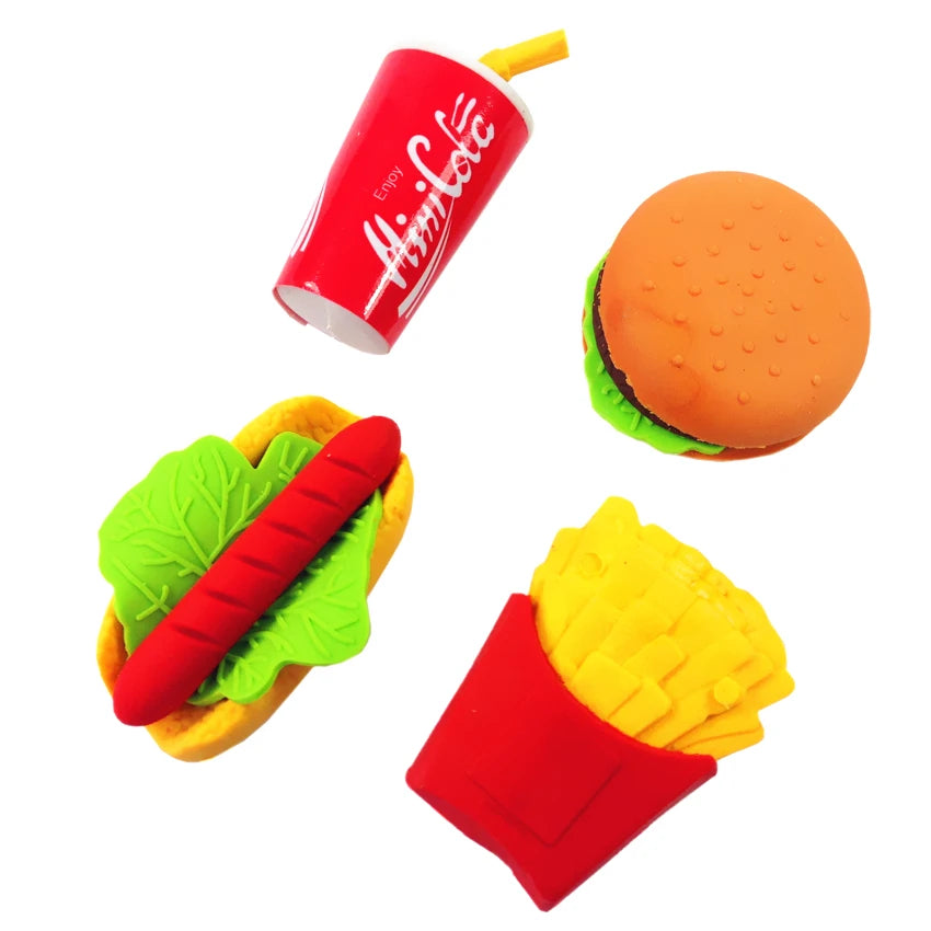 Interesting Creativity Burger Cola Fries Hot Dog design Food Drink Rubber Eraser