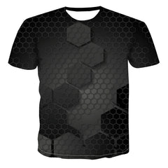 Hot-selling Fashion Classic Lattice graphic t shirts 3D Three-dimensional Print Men t-shirt