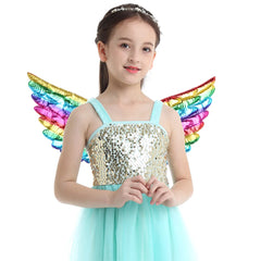 Kids Children Halloween Cosplay Angels Costume Lightweight Angel Wings Masquerade Party Stage Performance Fancy Dress Photo Prop