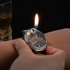 Men's Watch Gold Portable Lighter Windproof Flameless Charging USB Cigarette Lighter