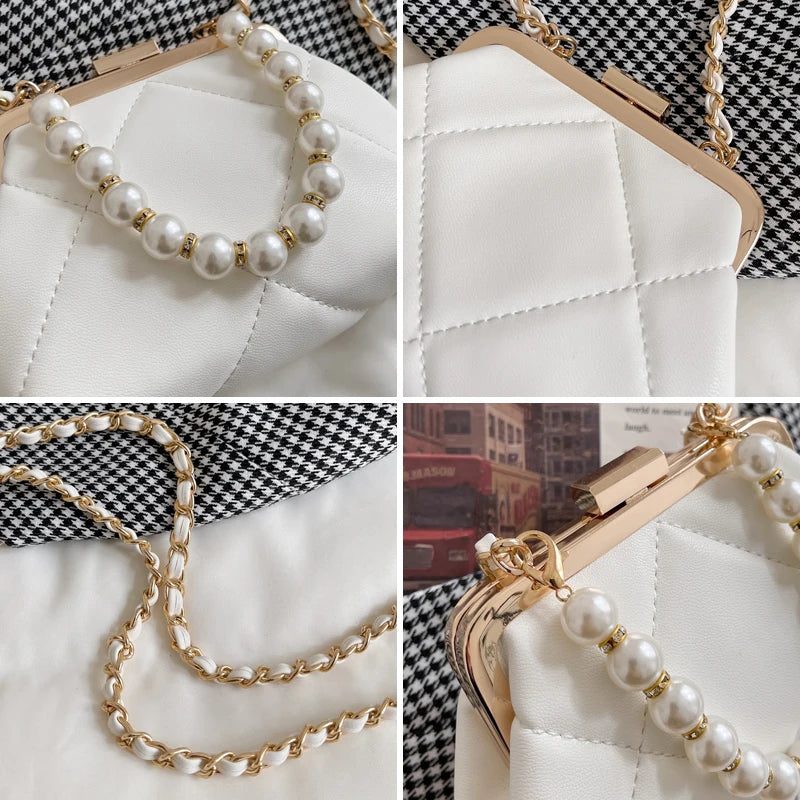 Women's Party Clutch Wedding Crossbody Bag Totes Stylish Pearl Clip Bag  Evening Handbags