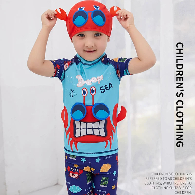 Baby's Swimwear Boy Bath Clothes with Hat  Children Swimming