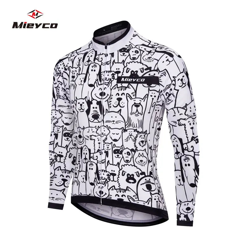 White Cartoon Cat Road Cycling Jersey