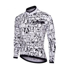 White Cartoon Cat Road Cycling Jersey