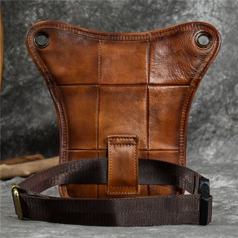 High Quality Men's Genuine Leather Waist Big leg bag motorcycle Shoulder bag Crossbody Bag Pack for Hips Legs Bag for men