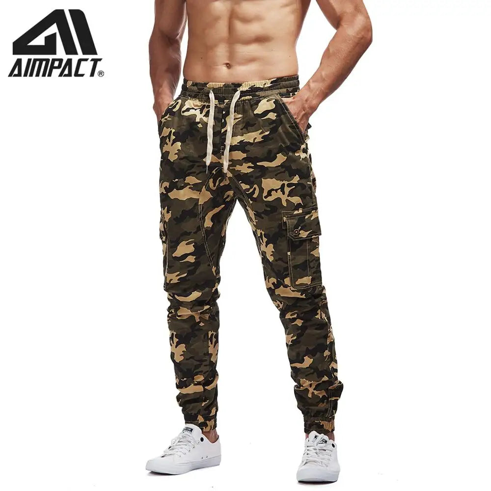 AIMPACT Men's Chino Jogger Pants Casual Fitted Cotton Camo Twill Jogging Trouser