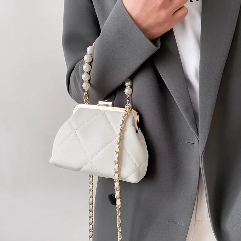 Stylish Totes Pearl Clip Bag Women's Party Clutch Wedding Crossbody Bag