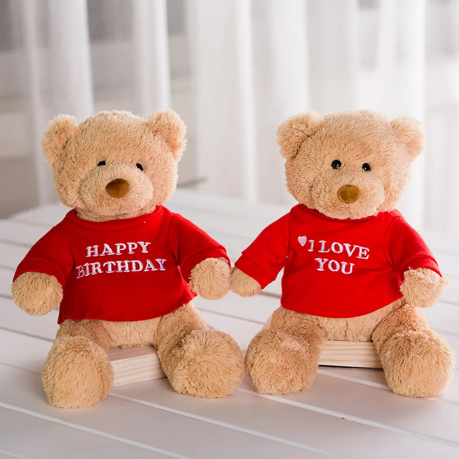 Bear Stuffed Animals Plush Toy I Love You Teddy Bear with Removable T-Shirt Gif