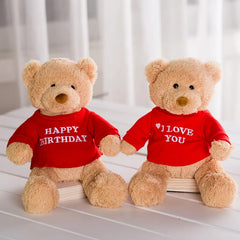 Bear Stuffed Animals Plush Toy I Love You Teddy Bear with Removable T-Shirt Gif