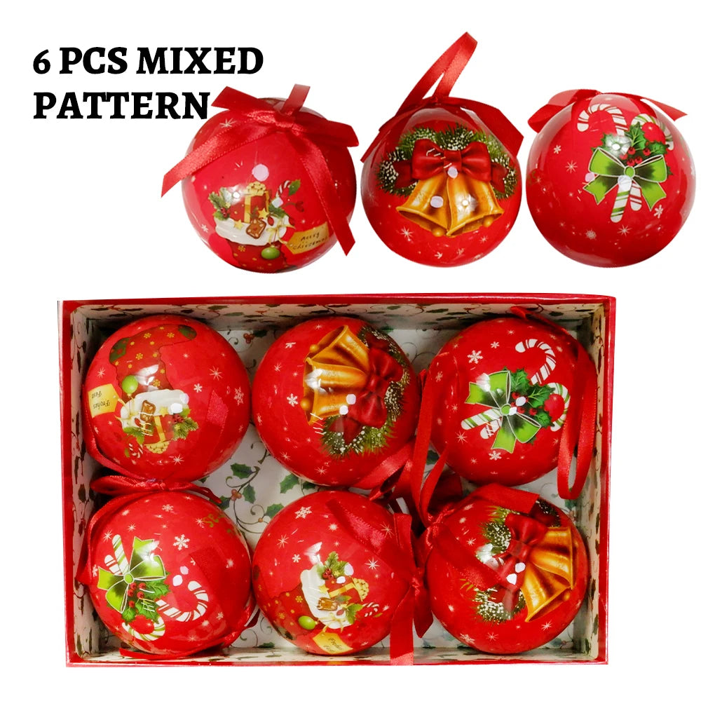 6PCS Xmas Tree Hanging Ball Ornament Decorations Gift New Year Navidad Eazy Hang Ball