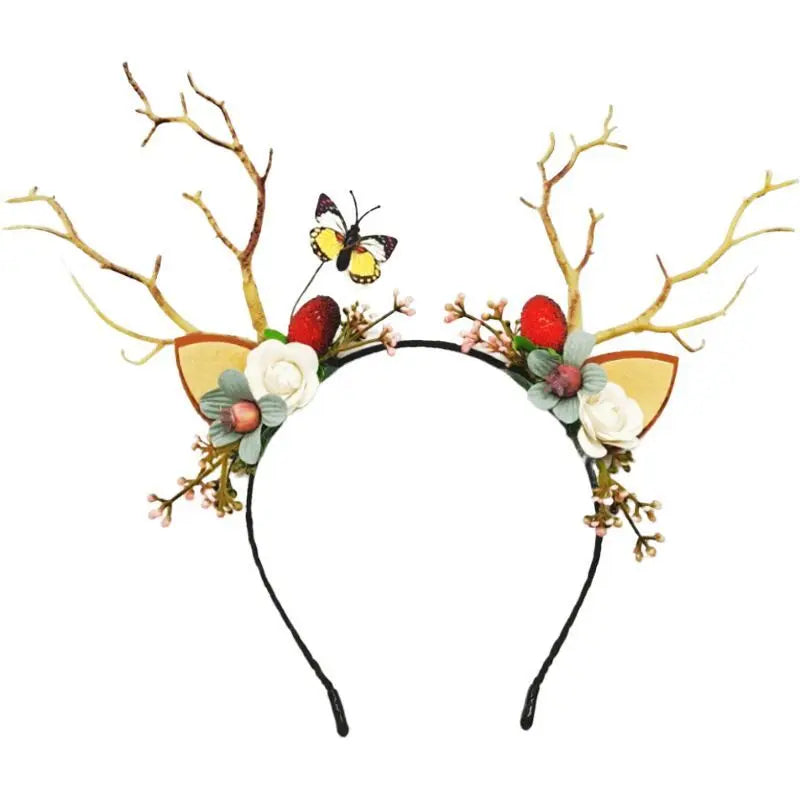 Elk Antler Headband Forest Branch Deer Ear Christmas Party Headwear Hair Accessories