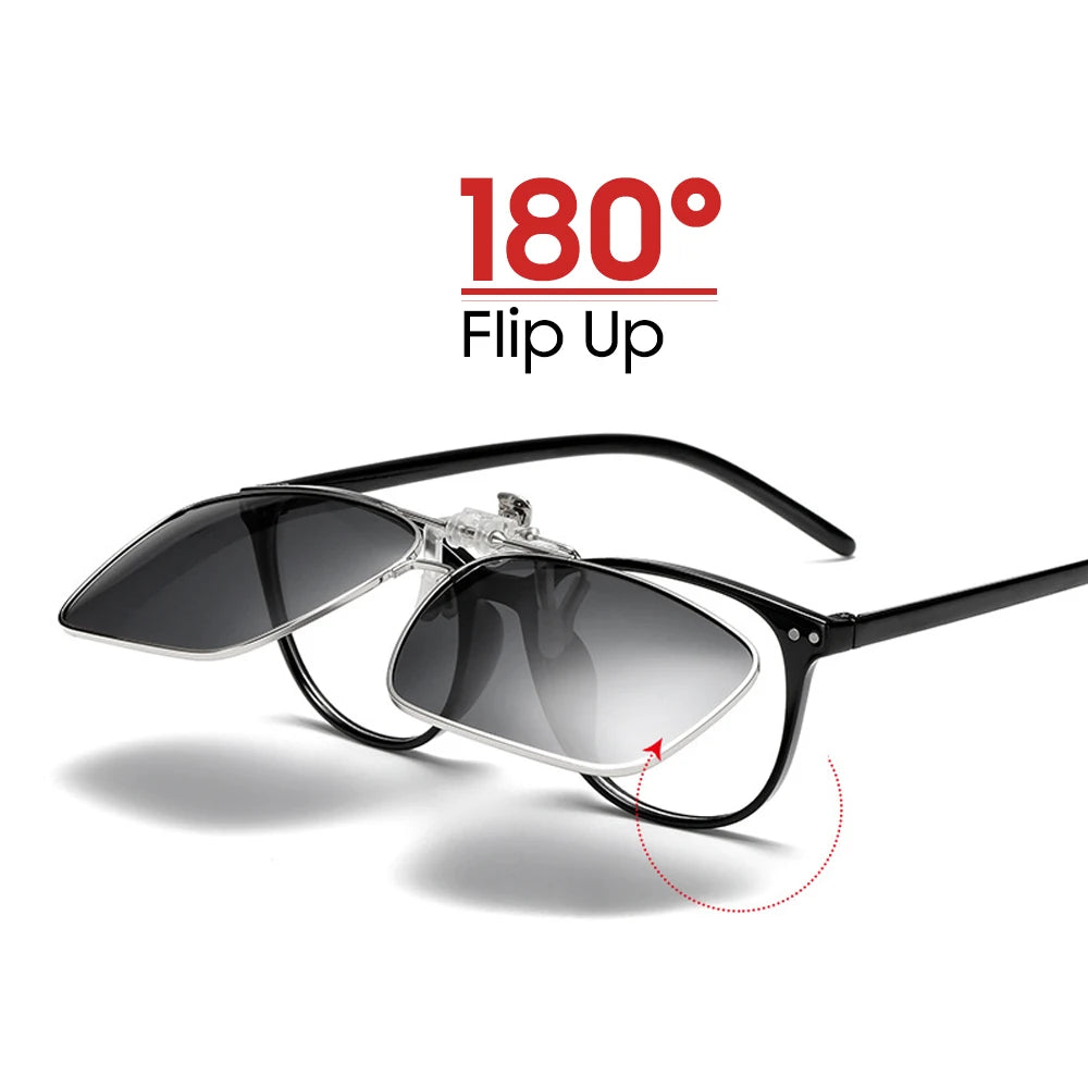 Mens Metal Clip on Sunglasses for Myopia Eyeglasses