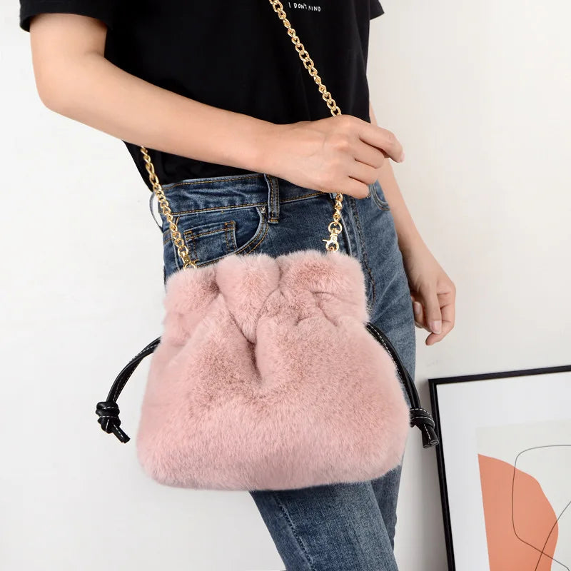 Fashion Women's Plush Crossbody Bags Stylish Ladies Girls Faux Fur Bag