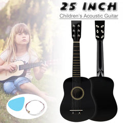 Guitar 25 Inch Basswood Acoustic Guitar with Pick Strings Toy Guitar for Children and Beginner