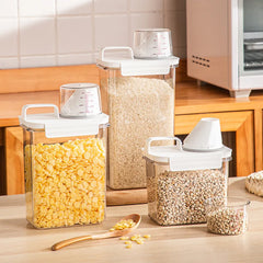 Sealed Transparent Food Storage Box Tank Rice Bucket Container Kitchen Dry Goods Organizer