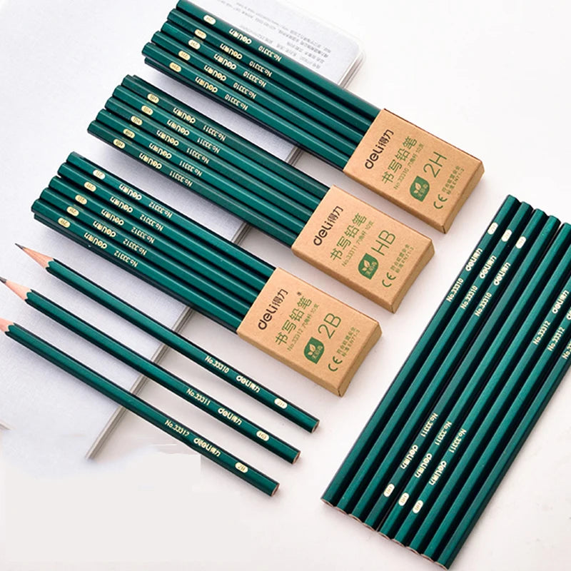 Deli 10pc/Lot Wooden Lead Pencil 2B/HB/2H Lapices Drawing Pencils School Student Pens Art Stationery Supplies with Sharpener