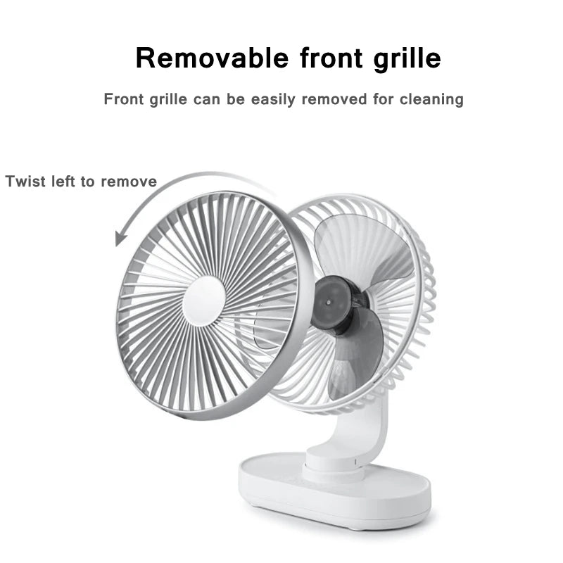 Electric USB Auto Rotation Desktop Fan 4000mAh Rechargeable Air Cooling