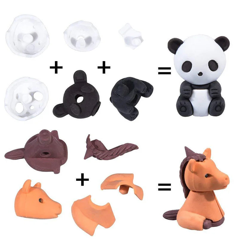 Animal Eraser Individual Package Detachable Eraser Student Prize Stationery Wholesale