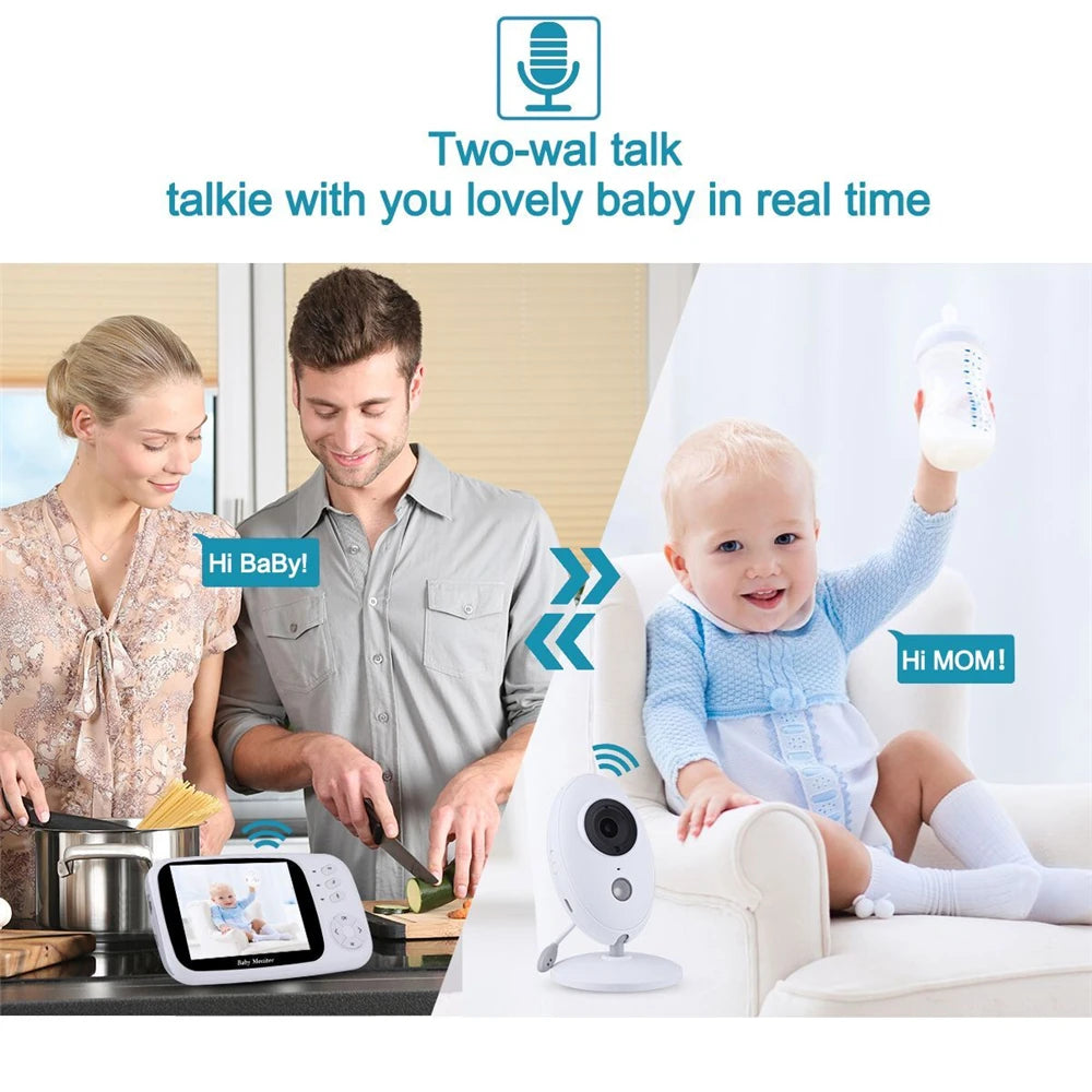 Baby Monitor Video Camera Audio 3.5 inch LCD Screen Child Nanny Security with Night Vision 2 Way Talk VOX Mode