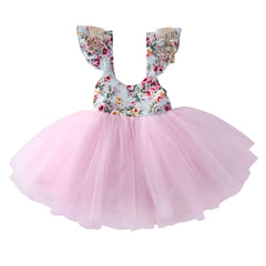 Girls Princess Dress Floral Lace Tulle Wedding Birthday Party Tutu Dress