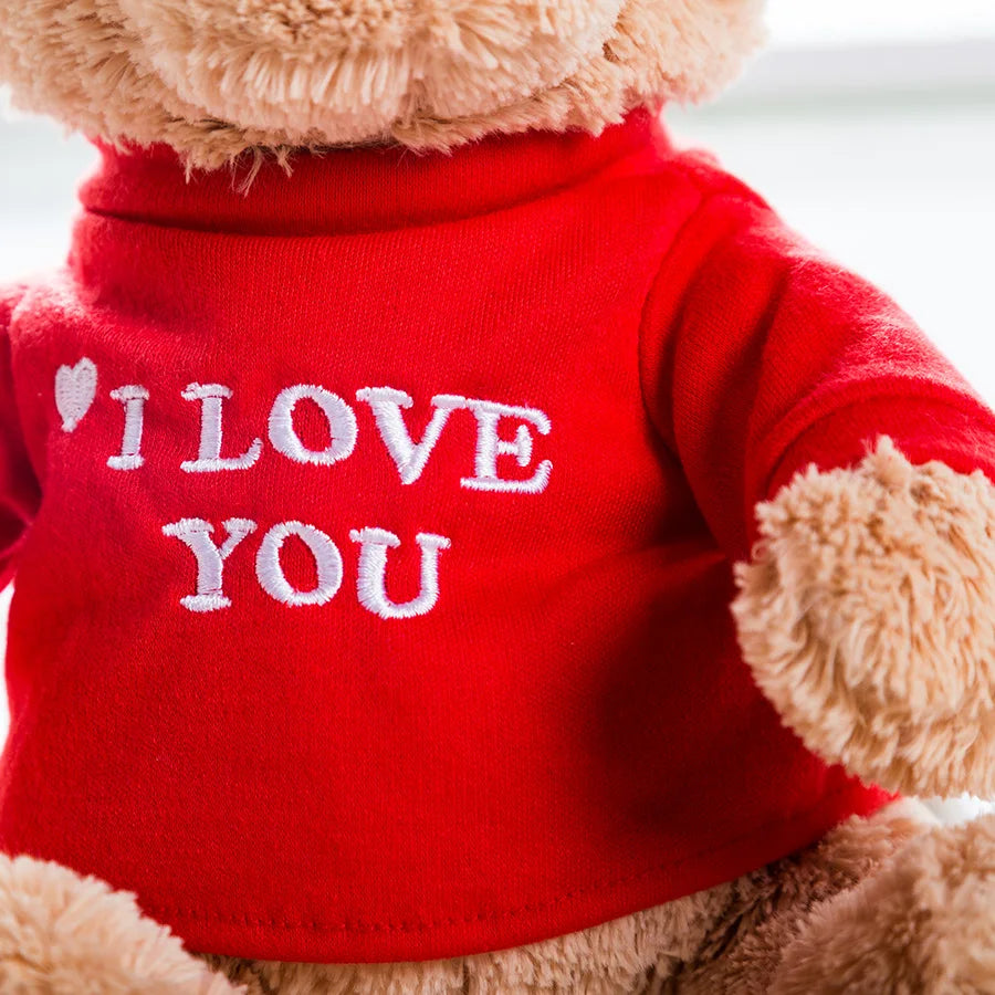 Bear Stuffed Animals Plush Toy I Love You Teddy Bear with Removable T-Shirt Gif