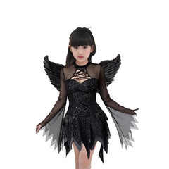 Halloween witch costume for girl vampire witch tutu dress with headband bat wings children child witch fancy dress Outfit 3pcs