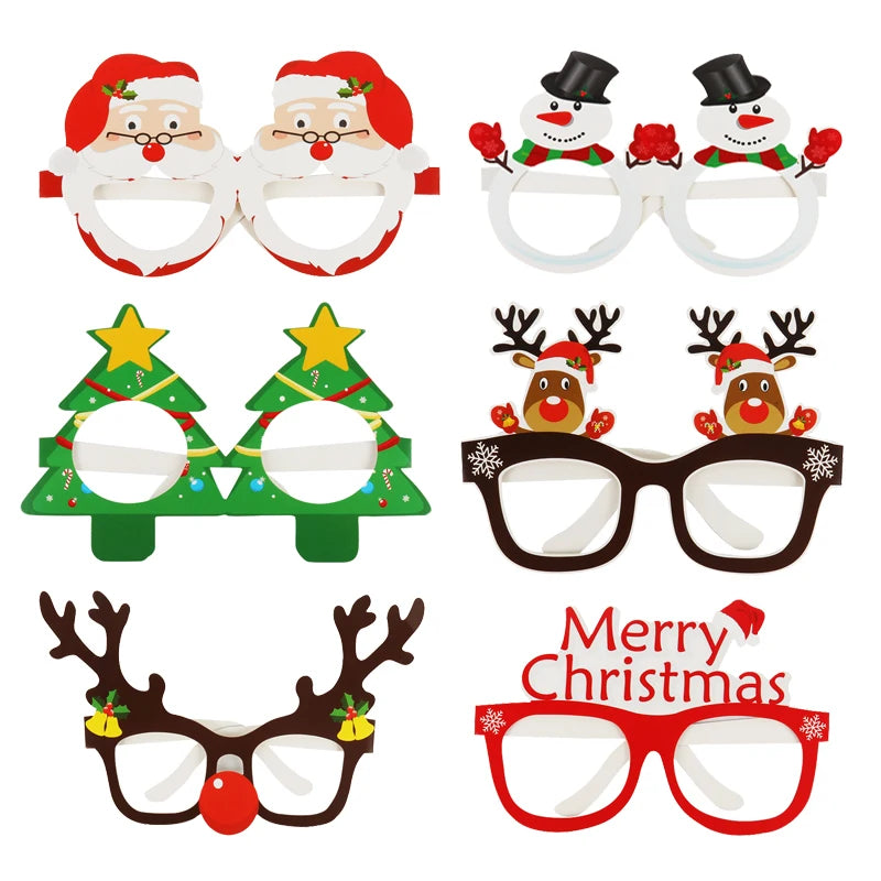 Santa Claus Xmas Tree Elk Paper Glasses Frame Christmas Glasses Photo Prop Christmas decorations