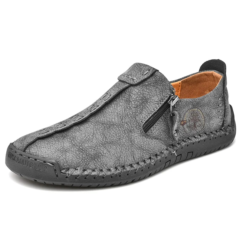 Handmade Leather Men Shoes Casual Slip On Loafers Breathable Leather Shoes