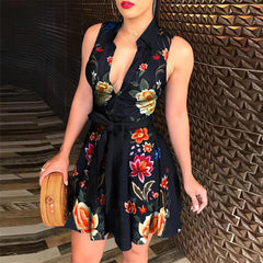 black polka dot dress Vintage Womens Dress 2020 Spring Loose Sleeveless Party A-Line Dress Ladies V-neck Short Mini Dresses