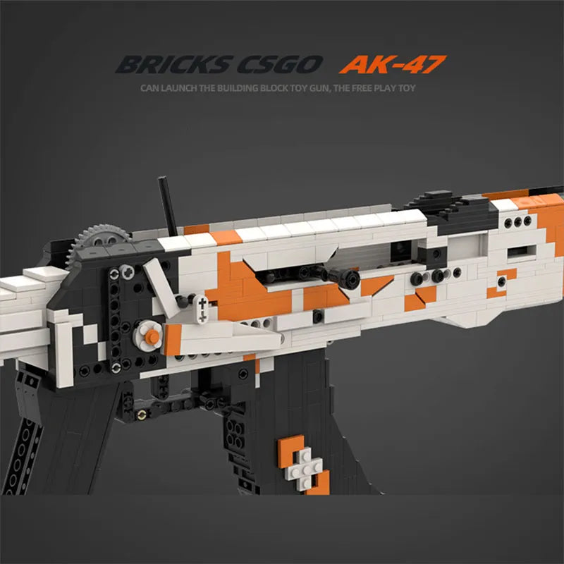 Creative Military CSGO Series AK47 Building Blocks Gun Continuous Shoot Rubber Band Bullet MOC Assembly Brick Toys