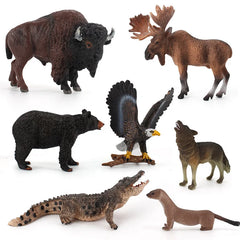 Simulation Wild Jungle Animals Wolf Bison Eagle Bear Crocodile PVC Action Figures Ornaments Collection Kids Education Toy