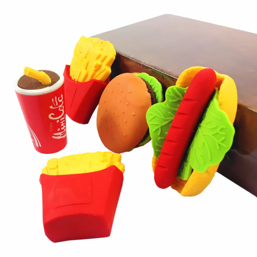 Interesting Creativity Burger Cola Fries Hot Dog design Food Drink Rubber Eraser