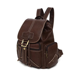 Waterproof Soft PU Leather Backpack Women Drawstring Bagpack College Student School Backpacks