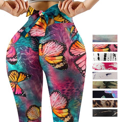 Fitness Gym Pants Butterfly Print Push Up Yoga Sport Leggings