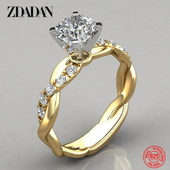 ZDADAN 925 Sterling Silver AAA White Cubic Zircon Ring For Women Wedding Jewelry Party Gift