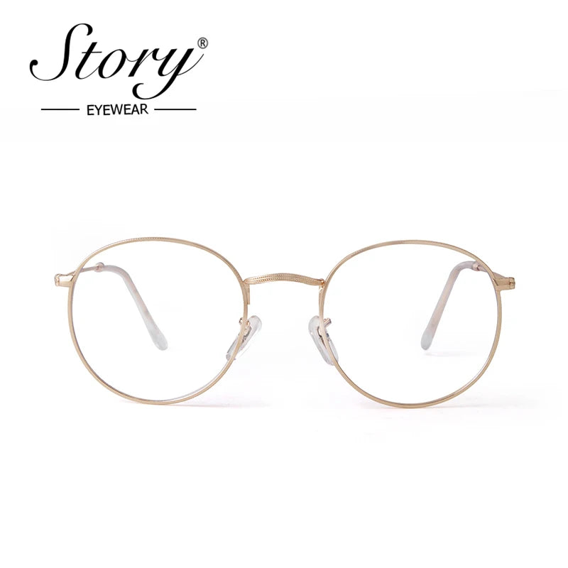 Story retro round blue light blocking glasses women