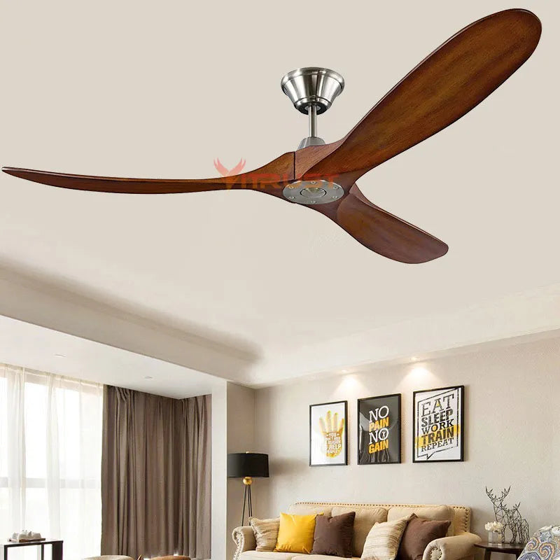 52 /60 Inch DC Ceiling Fan Industrial Ceiling fans without lamp Remote Controller Vintage Wood Ventilator Black Brown