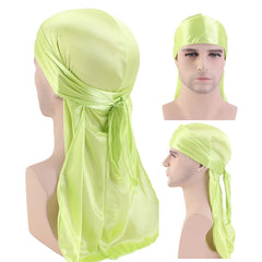 Durag Long Tail Silky Scarf Muslim  Pirate Hat Durag Chemo Caps Skull Hat Turban hair band